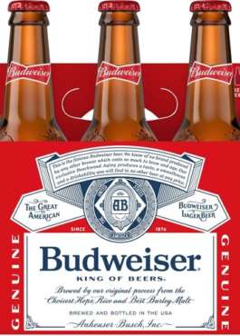 BUDWEISER 12OZ BTLS 6PK