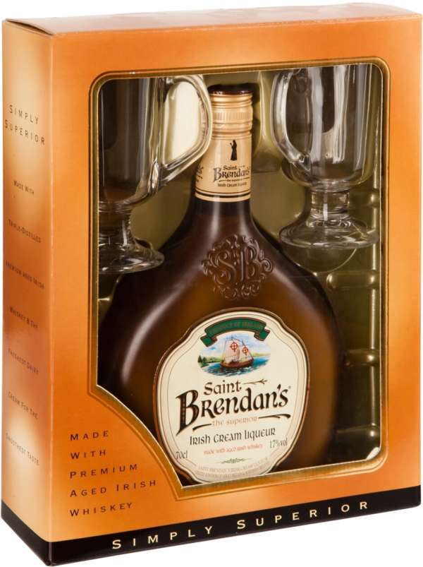ST BRENDANS W/GLASSES 750ML